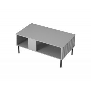 DRIFT modern dohányzóasztal alsó polccal – világosszürke / fekete – 110 cm