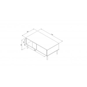 DRIFT modern dohányzóasztal alsó polccal – világosszürke / fekete – 110 cm