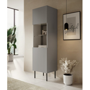 DRIFT modern vitrin – világosszürke / fekete – 50 cm