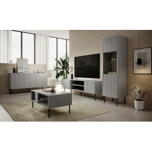 DRIFT modern vitrin – világosszürke / fekete – 50 cm