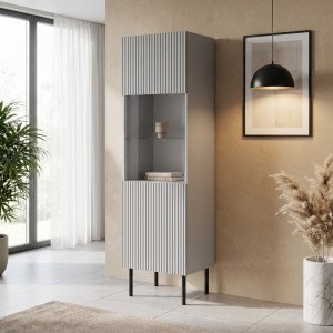 DRIFT modern vitrin – világosszürke / fekete – 50 cm DRIFT