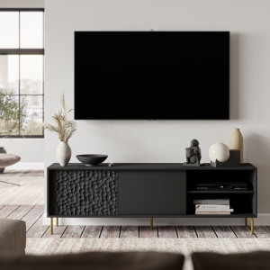 GLINT modern TV-szekrény – fekete / arany – 180 cm Elemes bútor