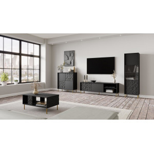 GLINT modern TV-szekrény – fekete / arany – 180 cm
