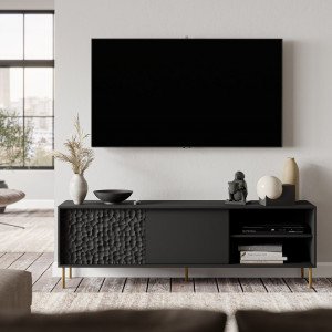 GLINT modern TV-szekrény – fekete / arany – 180 cm Elemes bútor