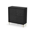 GLINT modern magas komód – fekete / arany – 100 cm