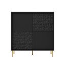 GLINT modern magas komód – fekete / arany – 100 cm