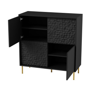 GLINT modern magas komód – fekete / arany – 100 cm