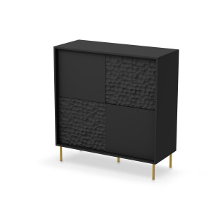 GLINT modern magas komód – fekete / arany – 100 cm Elemes bútor