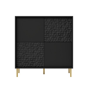 GLINT modern magas komód – fekete / arany – 100 cm