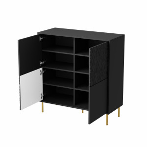 GLINT modern magas komód – fekete / arany – 100 cm