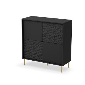 GLINT modern magas komód – fekete / arany – 100 cm Elemes bútor