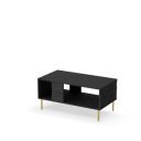 GLINT modern dohányzóasztal alsó polccal – fekete / arany – 92 cm
