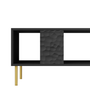 GLINT modern dohányzóasztal alsó polccal – fekete / arany – 92 cm