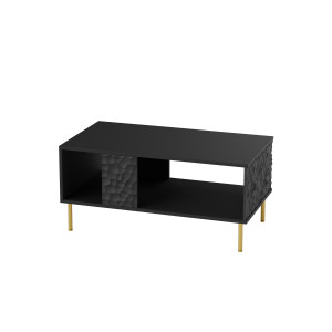 GLINT modern dohányzóasztal alsó polccal – fekete / arany – 92 cm