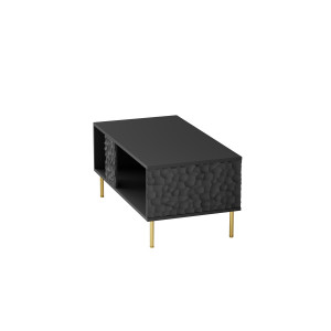 GLINT modern dohányzóasztal alsó polccal – fekete / arany – 92 cm