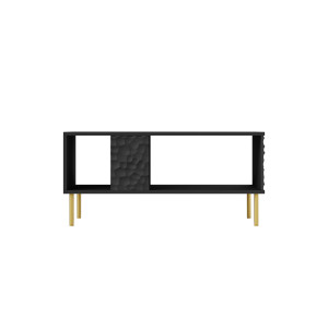 GLINT modern dohányzóasztal alsó polccal – fekete / arany – 92 cm