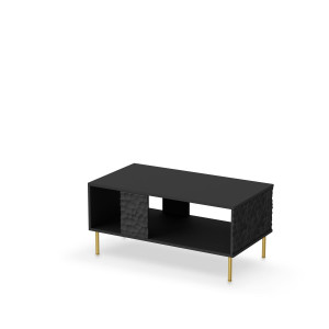 GLINT modern dohányzóasztal alsó polccal – fekete / arany – 92 cm