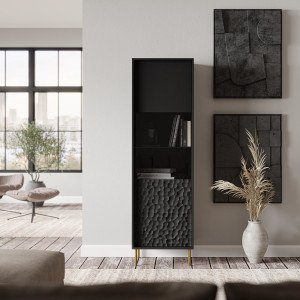 GLINT modern vitrin – fekete / arany – 55 cm Elemes bútor