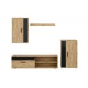 STACK modern nappali bútorösszeállítás – tölgy / fekete – 190 cm