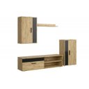 STACK modern nappali bútorösszeállítás – tölgy / fekete – 190 cm