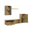 STACK modern nappali bútorösszeállítás – tölgy / fekete – 190 cm