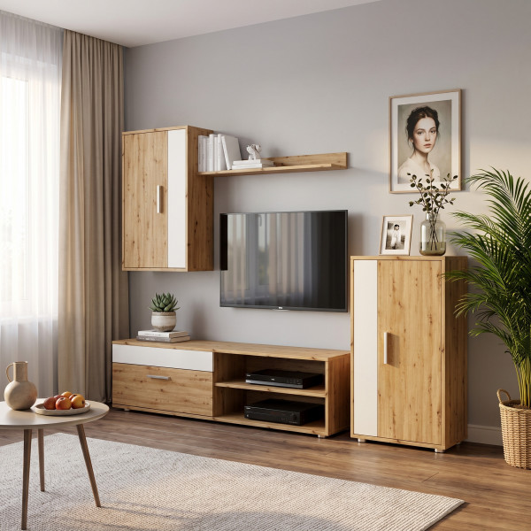 STACK modern nappali bútorösszeállítás – tölgy / kasmír – 190 cm