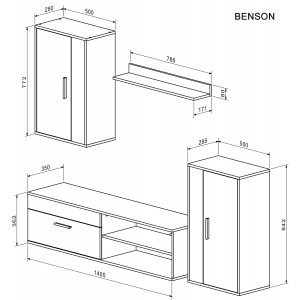 STACK modern nappali bútorösszeállítás – tölgy / kasmír – 190 cm