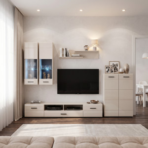 CLOUD modern nappali bútorösszeállítás LED világítással – kasmír – 280 cm CLOUD