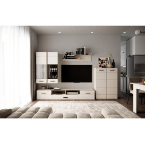 CLOUD modern nappali bútorösszeállítás LED világítással – kasmír – 280 cm