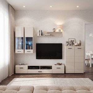CLOUD modern nappali bútorösszeállítás LED világítással – kasmír – 280 cm CLOUD