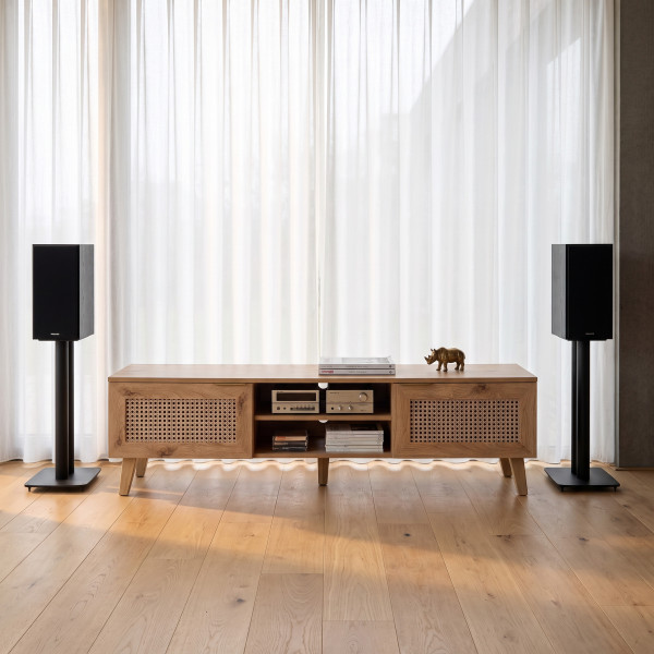 WEAVE modern TV-szekrény – tölgy / fekete – 150 cm