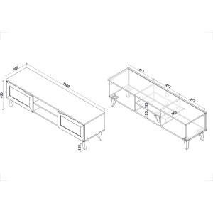 WEAVE modern TV-szekrény – tölgy / fekete – 150 cm