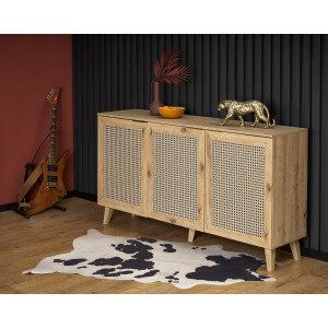 WEAVE modern komód – tölgy / fekete – 160 cm