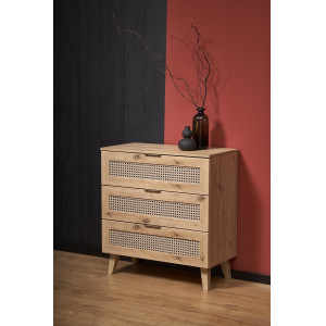WEAVE modern fiókos komód – tölgy / fekete – 80 cm