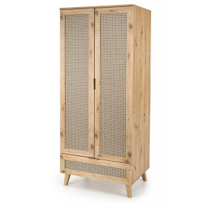 WEAVE modern gardróbszekrény – tölgy / fekete – 80 cm