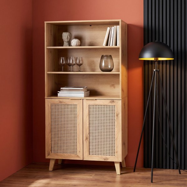 WEAVE modern polcos szekrény – tölgy / fekete – 80 cm