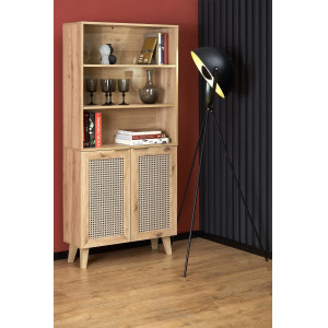 WEAVE modern polcos szekrény – tölgy / fekete – 80 cm