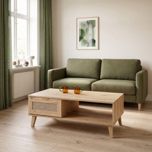 WEAVE modern dohányzóasztal fiókkal – tölgy  – 120 cm Elemes bútor