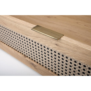WEAVE modern franciaágy tárolófiókokkal – tölgy / fekete – 160 × 200 cm