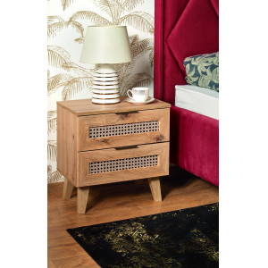 WEAVE modern éjjeliszekrény 2 fiókkal – tölgy / fekete – 50 cm
