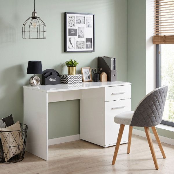 NEST modern íróasztal tárolóval – fehér – 120 cm
