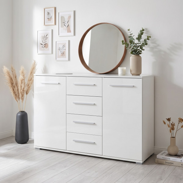NEST modern komód 4 fiókkal – fehér – 116 cm