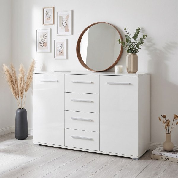 NEST modern komód 4 fiókkal – fehér – 116 cm