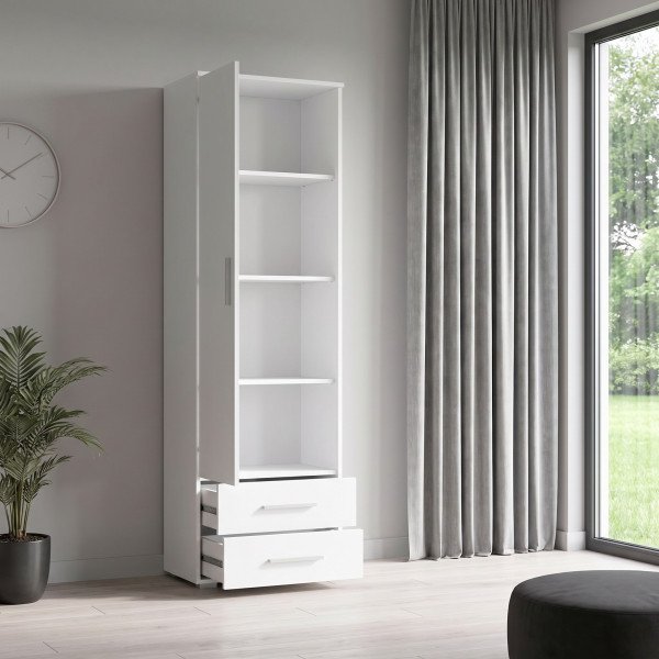 NEST modern polcos szekrény fiókkal – fehér – 60 cm