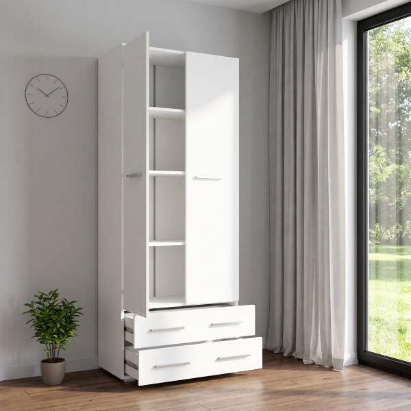 NEST modern tárolószekrény 2 fiókkal – fehér – 77 cm