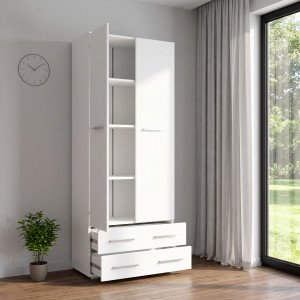NEST modern tárolószekrény 2 fiókkal – fehér – 77 cm HALMAR