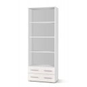 NEST modern könyvespolc 2 fiókkal – fehér – 77 cm