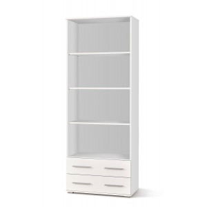 NEST modern könyvespolc 2 fiókkal – fehér – 77 cm
