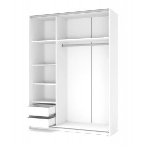 NEST modern tolóajtós gardróbszekrény – fehér – 153 cm