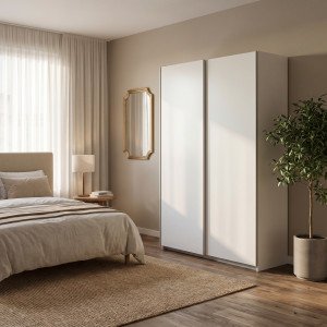 NEST modern tolóajtós gardróbszekrény – fehér – 153 cm HALMAR